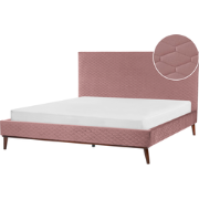 Beliani BAYONNE - Tweepersoonsbed-Roze-Fluweel