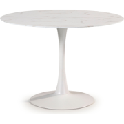 Ronde tafel met glazen blad in marmerlook L110 cm - ADA