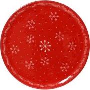 Decobord mangohout d35h2.5 cm rood/wt kerst