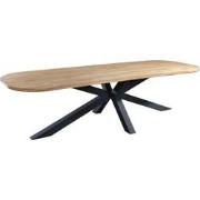 Noas dining table 220x100 cm oval aluminium dark grey/teak