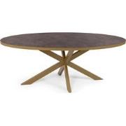Stalux Ovale eettafel 'Mees' 240 x 110cm, kleur goud / lederlook bruin