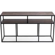 Stalux Side-table 'Teun' 150cm, kleur zwart / lederlook bruin