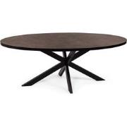 Stalux Ovale eettafel 'Mees' 240 x 110cm, kleur zwart / lederlook brui...