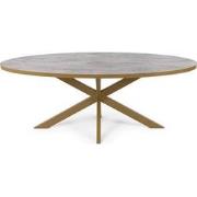 Stalux Ovale eettafel 'Mees' 180 x 100cm, kleur goud / beton
