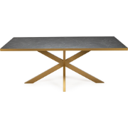 Stalux Eettafel 'Gijs' 240 x 100cm, kleur goud / zwart marmer