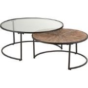 J-line - Salontafelset Rond Metaal Zwart - 91x91x41cm - Set Van 2