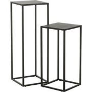 J-line - Set Van 2 Bijzettafels Vierkant Metaal Zwart - 30x30x85.2cm