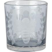Clayre & Eef Theelichthouder  Ø 7x8 cm Grijs Glas Rond Bij Waxinelicht...