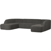 BePureHome Sloping U-Vorm Bank - Polyester - Grijs/Zwart - 77x339x225