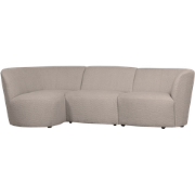 WOOOD Coco 3-Zits Ronding Links - Bouclé - Zand - 70x230x138