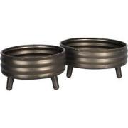 Clayre & Eef Decoratie Pot Set van 2  Bruin Metaal Rond Bloempot op Po...