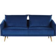 Beliani MAURA - Driezitsbank-Blauw-Fluweel