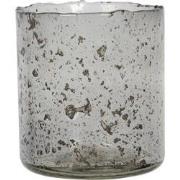 Clayre & Eef Theelichthouder  Ø 10x12 cm Grijs Glas Rond Waxinelichtho...