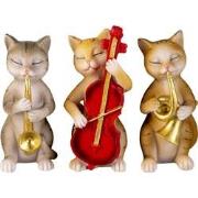 Clayre & Eef Decoratie Beeld Set van 3 Kat 14x6x10 cm Beige Bruin Poly...