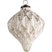 Clayre & Eef Kerstbal XL  Ø 12x15 cm Wit Glas Kerstboomversiering