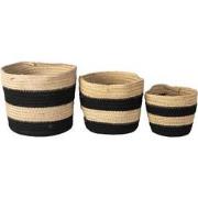 Clayre & Eef Opbergmand Set van 3  Ø 22 Ø 19 Ø 16 cm Zwart Touw Rond M...