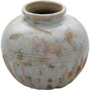 Clayre & Eef Vaas  Ø 12x11 cm Grijs Keramiek Rond Decoratie Vaas