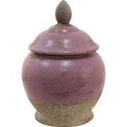 Clayre & Eef Voorraadpot  Ø 19x26 cm Roze Beige Keramiek Voorraadbus