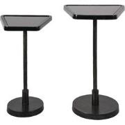 Clayre & Eef Bijzettafel Set van 2  35x35x56 cm Zwart Aluminium Glas S...