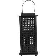 Clayre & Eef Windlicht  19x19x43 cm Zwart Bamboe Rechthoek Kaarsenhoud...