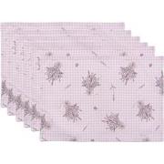 Clayre & Eef Placemats Set van 6  48x33 cm Paars Wit Katoen Rechthoek ...