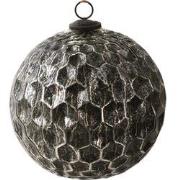 Clayre & Eef Kerstbal XL  Ø 20 cm Zwart Glas Kerstdecoratie