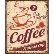 Clayre & Eef Tekstbord  20x25 cm Beige Rood Ijzer Coffee Wandbord