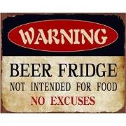 Clayre & Eef Tekstbord  33x25 cm Beige Rood Ijzer Warning Wandbord