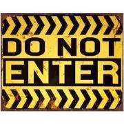 Clayre & Eef Tekstbord  25x20 cm Zwart Geel Ijzer Warning Wandbord