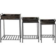 Clayre & Eef Plantenstandaard Set van 3  Zwart Ijzer Plantentafel