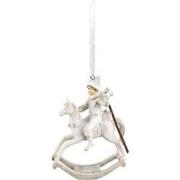 Clayre & Eef Kersthanger Hobbelpaard 20 cm Beige Kunststof Kerstdecora...