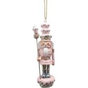 Clayre & Eef Kersthanger Notenkraker 11 cm Roze Kunststof Kerstdecorat...