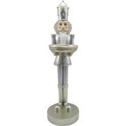 Clayre & Eef Beeld Notenkraker 40 cm Zilverkleurig Wit Polyresin Kerst...