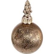 Clayre & Eef Kerstbal  Ø 8 cm Bruin Glas Kunststof Kerstboom Kerstdeco...