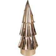 Clayre & Eef Beeld Kerstboom 16 cm Goudkleurig Porselein Kerstdecorati...