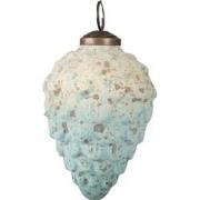 Clayre & Eef Kerstbal  Ø 8 cm Turquoise Beige Glas Metaal Kerstdecorat...