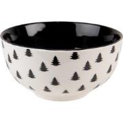 Clayre & Eef Soepkom  500 ml Beige Zwart Porselein Rond Kerstboom Serv...