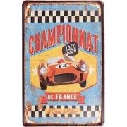 Clayre & Eef Wanddecoratie  20x30 cm Blauw Rood Metaal Championnat Fra...