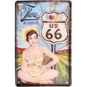 Clayre & Eef Wanddecoratie  20x30 cm Blauw Groen Metaal Route 66 Muurd...