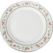 Clayre & Eef Ontbijtbord  Ø 21 cm Wit Roze Porselein Rond Bloemen Bord