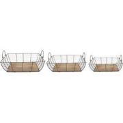 Clayre & Eef Opbergmand Set van 3  35x25x11 cm Grijs Bruin Ijzer Hout ...
