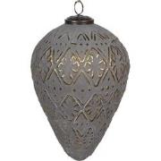 Clayre & Eef Kerstbal  21 cm Grijs Glas Kerstboomversiering