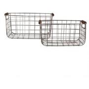 Clayre & Eef Opbergmand Set van 2  37x23x18 cm Grijs Bruin Metaal Rech...