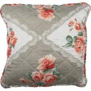 Clayre & Eef Kussenhoes  40x40 cm Grijs Roze Katoen Polyester Bloemen ...