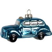 Clayre & Eef Kersthanger Auto 5 cm Blauw Glas Kerstboomversiering