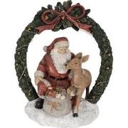 Clayre & Eef Kerstdecoratie met LED-verlichting Kerstman 23 cm Rood Po...