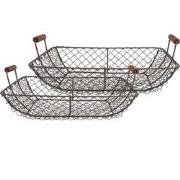 Clayre & Eef Opbergmand Set van 2  40x34x14 / 36x30x13 cm Bruin Ijzer ...