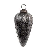 Clayre & Eef Kerstbal Ø 6x13 cm Zwart Glas Kerstboomversiering