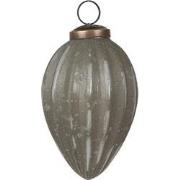Clayre & Eef Kerstbal Ø 7x11 cm Grijs Glas Kerstboomversiering