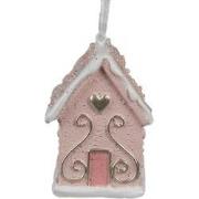 Clayre & Eef Kersthanger Gingerbread house 4x4x6 cm Roze Kunststof Ker...